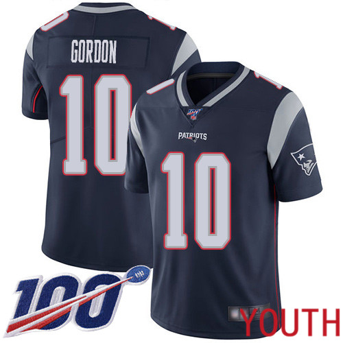 New England Patriots Football 10 100th Season Limited Navy Blue Youth Josh Gordon Home NFL Jersey